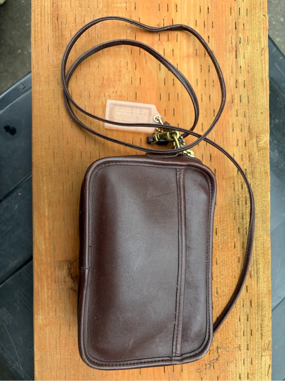Coach Brown Leather Crossbody Phone Pouch